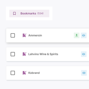 Add bookmarks to selected wine distributors