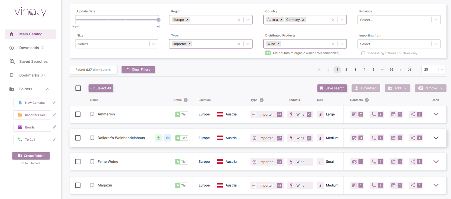 Wine distributors and importers database