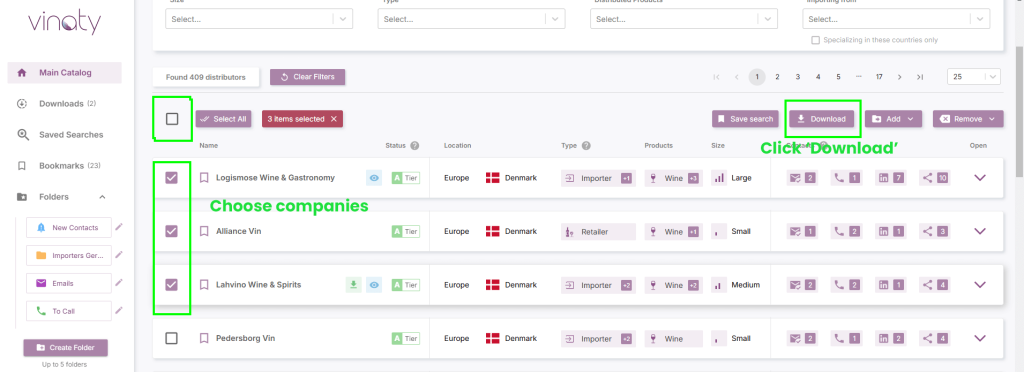 download multiple companies at once in a single file.